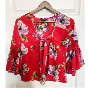Floral tie up crop top
